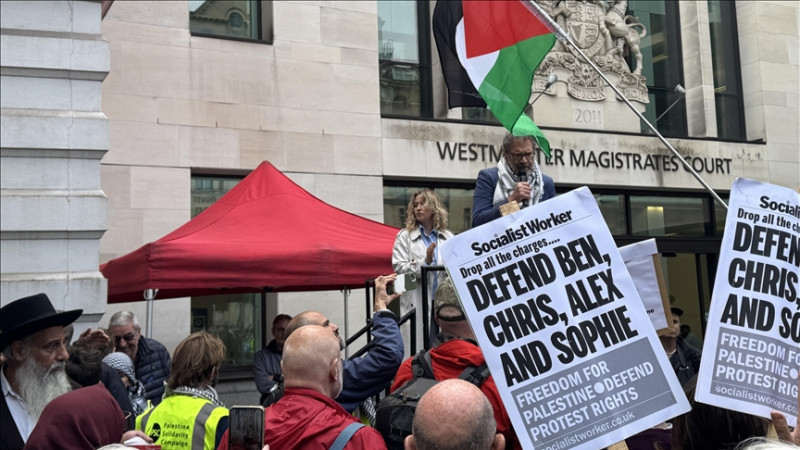 Rally held in London in solidarity with organizers of pro-Palestine march accused of public order of